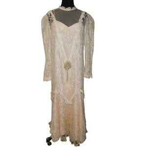 Ala Carte California Vintage Lace Dress With Slip Dress Size 15-16 Flaw!